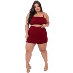 Women Fashion Plus Size Sexy Solid Color Camis Skirt Summer Set Women Fashion Plus Size Sexy Solid Color Camis Skirt Summer Set