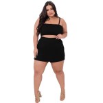 Women Fashion Plus Size Sexy Solid Color Camis Skirt Summer Set Women Fashion Plus Size Sexy Solid Color Camis Skirt Summer Set