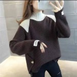 Autumn And Winter Women'S Casual Contrast Color Stitching Sweater Autumn And Winter Women'S Casual Contrast Color Stitching Sweater