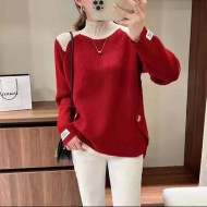 Autumn And Winter Women'S Casual Contrast Color Stitching Sweater Autumn And Winter Women'S Casual Contrast Color Stitching Sweater