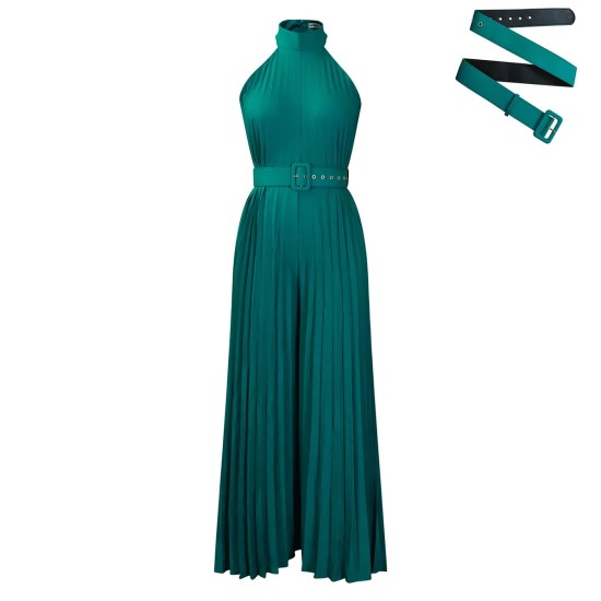Women Fashion Solid Color Sleeveless Wide Leg Pleated Wide Leg Jumpsuits Women Fashion Solid Color Sleeveless Wide Leg Pleated Wide Leg Jumpsuits