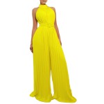 Women Fashion Solid Color Sleeveless Wide Leg Pleated Wide Leg Jumpsuits Women Fashion Solid Color Sleeveless Wide Leg Pleated Wide Leg Jumpsuits