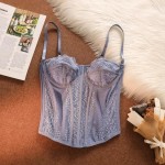 Women Fashion Sexy Solid Color Lace See-Through Corset Camisole Women Fashion Sexy Solid Color Lace See-Through Corset Camisole