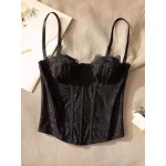 Women Fashion Sexy Solid Color Lace See-Through Corset Camisole Women Fashion Sexy Solid Color Lace See-Through Corset Camisole