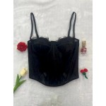 Women Fashion Sexy Solid Color Lace See-Through Corset Camisole Women Fashion Sexy Solid Color Lace See-Through Corset Camisole