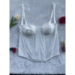 Women Fashion Sexy Solid Color Lace See-Through Corset Camisole Women Fashion Sexy Solid Color Lace See-Through Corset Camisole
