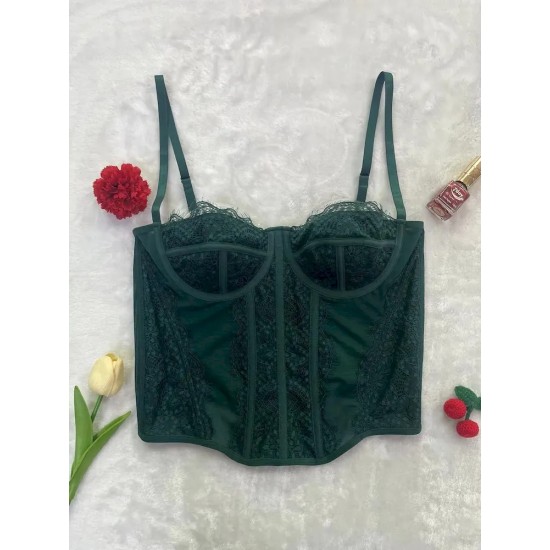 Women Fashion Sexy Solid Color Lace See-Through Corset Camisole Women Fashion Sexy Solid Color Lace See-Through Corset Camisole