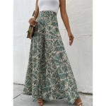 Women Fashion Casual Chiffon Floral Printed High Waist Wide Leg Pants Women Fashion Casual Chiffon Floral Printed High Waist Wide Leg Pants