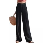 Women Casual Solid Color Cotton And Linen Wide Leg High Waist Straight Pants Women Casual Solid Color Cotton And Linen Wide Leg High Waist Straight Pants