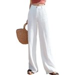 Women Casual Solid Color Cotton And Linen Wide Leg High Waist Straight Pants Women Casual Solid Color Cotton And Linen Wide Leg High Waist Straight Pants