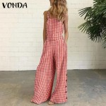 Women Casual Check-Print Wide-Leg Jumpsuit