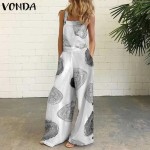 Women Casual Check-Print Wide-Leg Jumpsuit