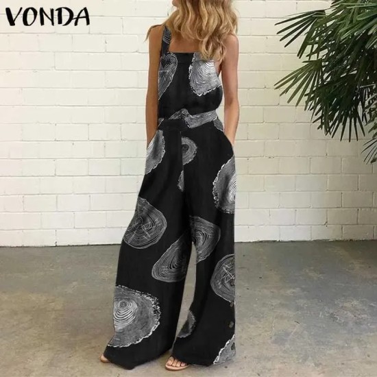 Women Casual Check-Print Wide-Leg Jumpsuit