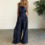 Women Casual Check-Print Wide-Leg Jumpsuit