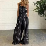 Women Casual Check-Print Wide-Leg Jumpsuit