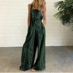 Women Casual Check-Print Wide-Leg Jumpsuit