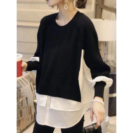 Women Casual Stitching Knitwear Women Casual Stitching Knitwear