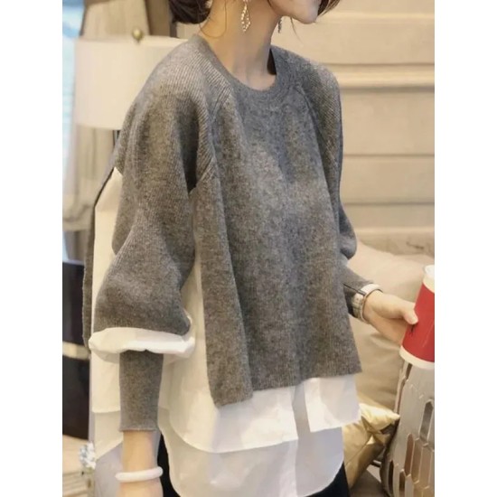 Women Casual Stitching Knitwear Women Casual Stitching Knitwear