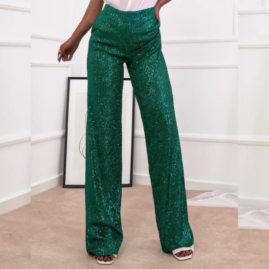 Women Fashion Casual Solid Color Sequin Slim-Fit Straight Pants Women Fashion Casual Solid Color Sequin Slim-Fit Straight Pants