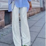 Women Fashion Casual Solid Color Sequin Slim-Fit Straight Pants Women Fashion Casual Solid Color Sequin Slim-Fit Straight Pants