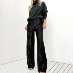 Women Fashion Casual Solid Color Sequin Slim-Fit Straight Pants Women Fashion Casual Solid Color Sequin Slim-Fit Straight Pants