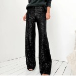 Women Fashion Casual Solid Color Sequin Slim-Fit Straight Pants Women Fashion Casual Solid Color Sequin Slim-Fit Straight Pants