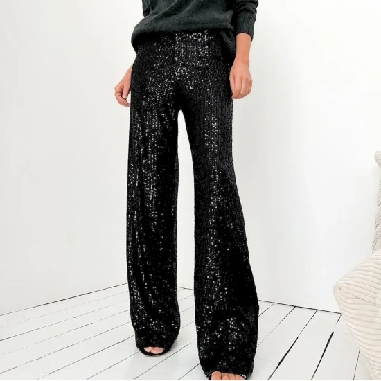 Women Fashion Casual Solid Color Sequin Slim-Fit Straight Pants Women Fashion Casual Solid Color Sequin Slim-Fit Straight Pants