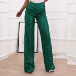 Women Fashion Casual Solid Color Sequin Slim-Fit Straight Pants Women Fashion Casual Solid Color Sequin Slim-Fit Straight Pants