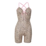Women Fashion Sexy Leopard Sleeveless Backless Lace-Up Rompers Women Fashion Sexy Leopard Sleeveless Backless Lace-Up Rompers