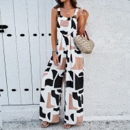Women Casual Printed Wide-Leg Jumpsuits