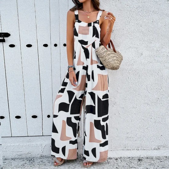 Women Casual Printed Wide-Leg Jumpsuits