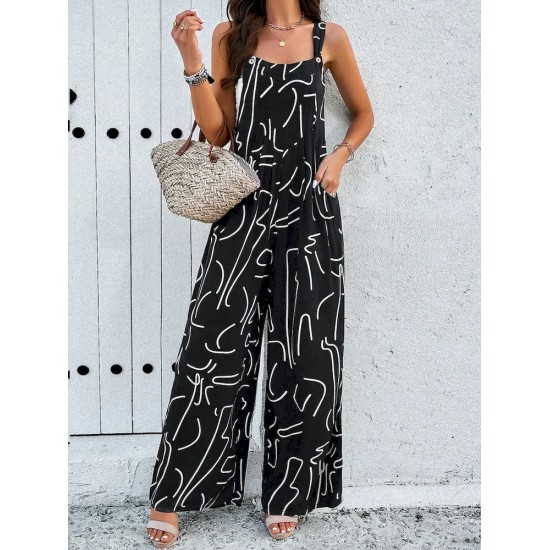 Women Casual Printed Wide-Leg Jumpsuits