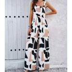 Women Casual Printed Wide-Leg Jumpsuits