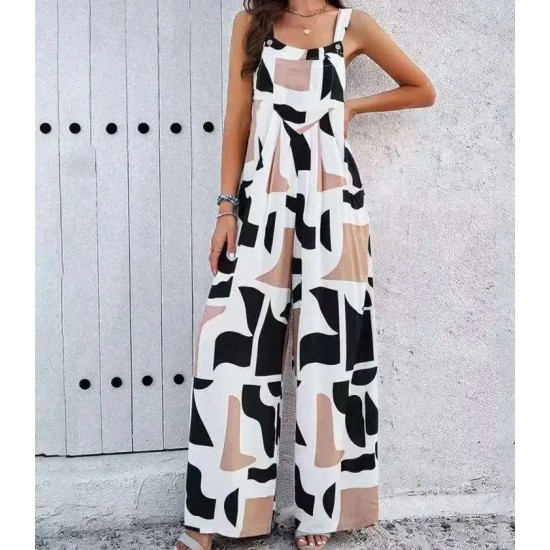 Women Casual Printed Wide-Leg Jumpsuits