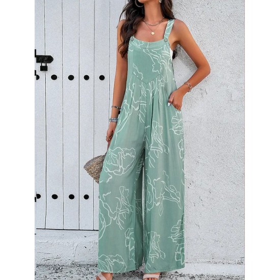 Women Casual Printed Wide-Leg Jumpsuits