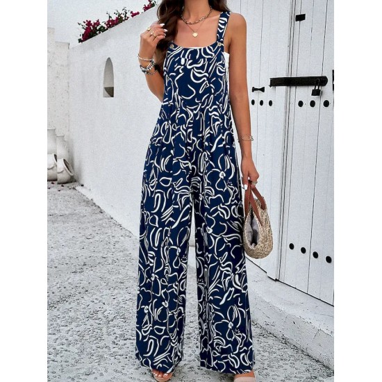 Women Casual Printed Wide-Leg Jumpsuits