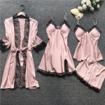 Women Sexy Solid Color Four-Piece Sling Pajamas Women Sexy Solid Color Four-Piece Sling Pajamas