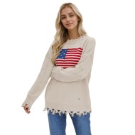 Women Fashion Casual Independence Day National Flag Long-Sleeve Sweater Women Fashion Casual Independence Day National Flag Long-Sleeve Sweater