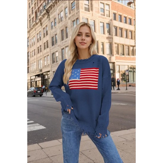 Women Fashion Casual Independence Day National Flag Long-Sleeve Sweater Women Fashion Casual Independence Day National Flag Long-Sleeve Sweater