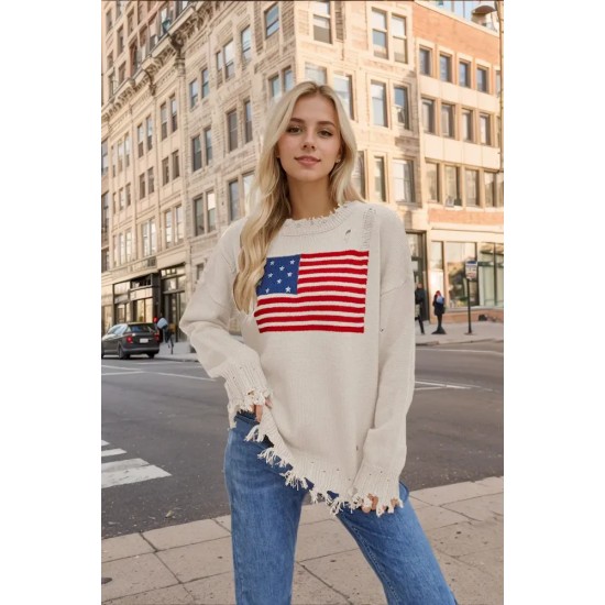 Women Fashion Casual Independence Day National Flag Long-Sleeve Sweater Women Fashion Casual Independence Day National Flag Long-Sleeve Sweater