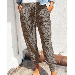 Women Fashion Casual Leopard Loose Lace-Up Pants Women Fashion Casual Leopard Loose Lace-Up Pants