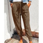 Women Fashion Casual Leopard Loose Lace-Up Pants Women Fashion Casual Leopard Loose Lace-Up Pants